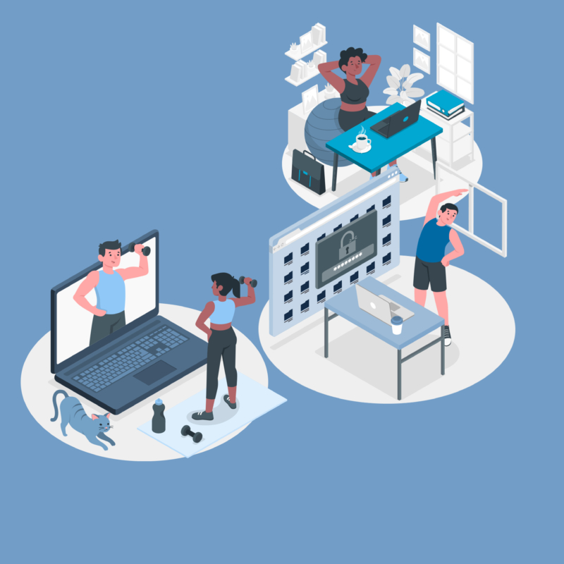 Comic Figuren die eine Art Work-Life-Balance abbilden